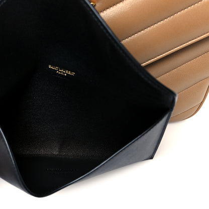 Saint Laurent Lambskin Chevron Quilted Large Loulou Natural Tan 10 of 14