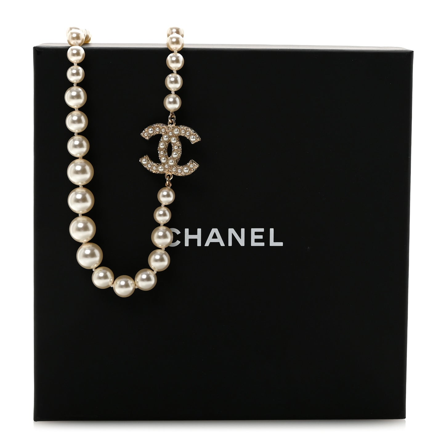 Pearl CC 100th Anniversary Necklace Light Gold
