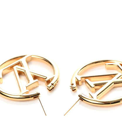 Louis Vuitton Metal Louise Hoop Earrings Gold 3 of 5