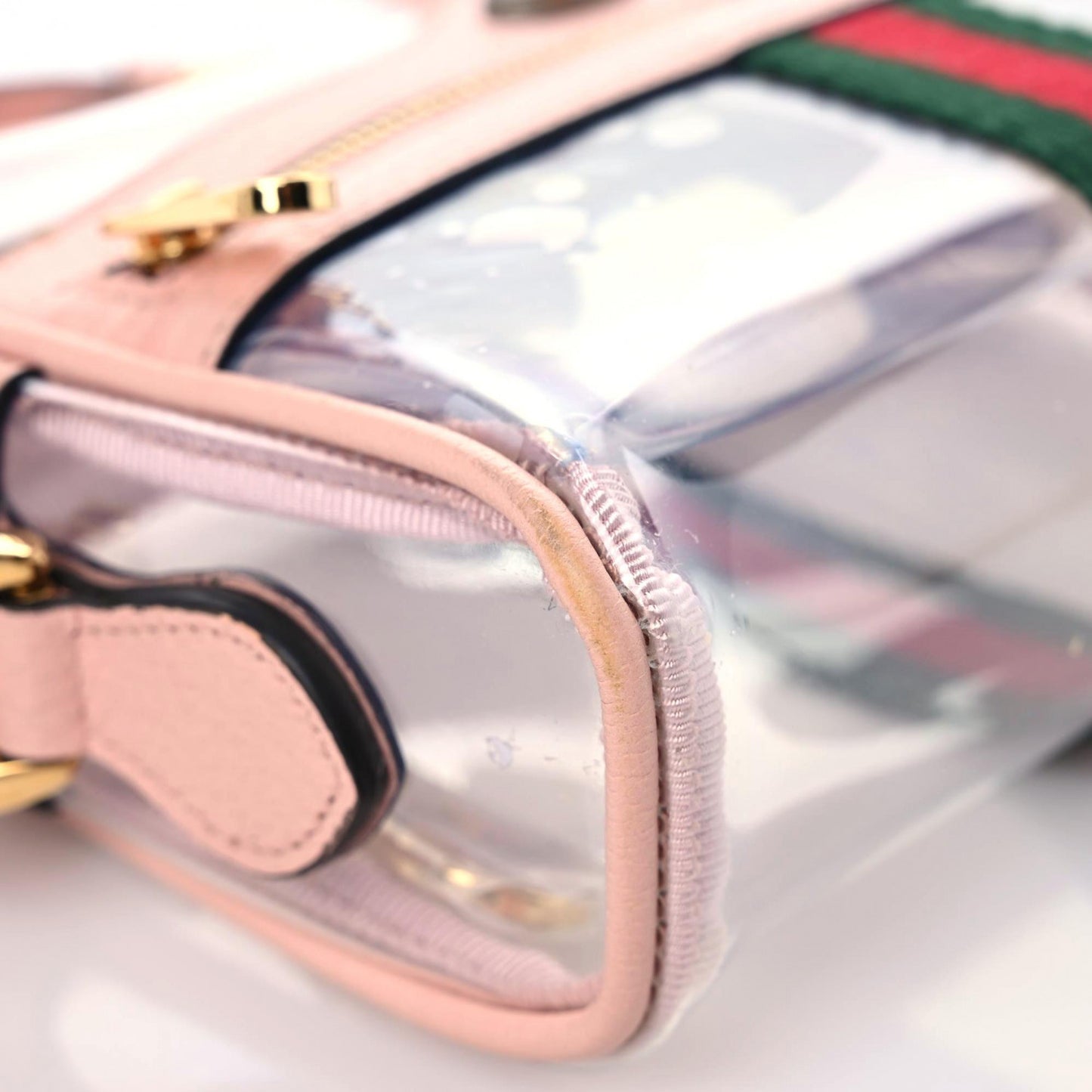 Vinyl Web Mini Ophidia Transparent Shoulder Bag Perfect Pink