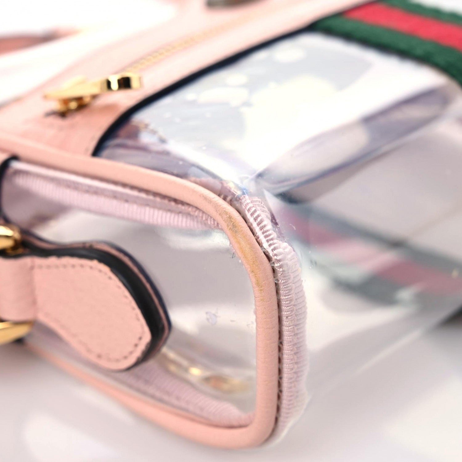 Gucci Vinyl Web Mini Ophidia Transparent Shoulder Bag Perfect Pink 7 of 13