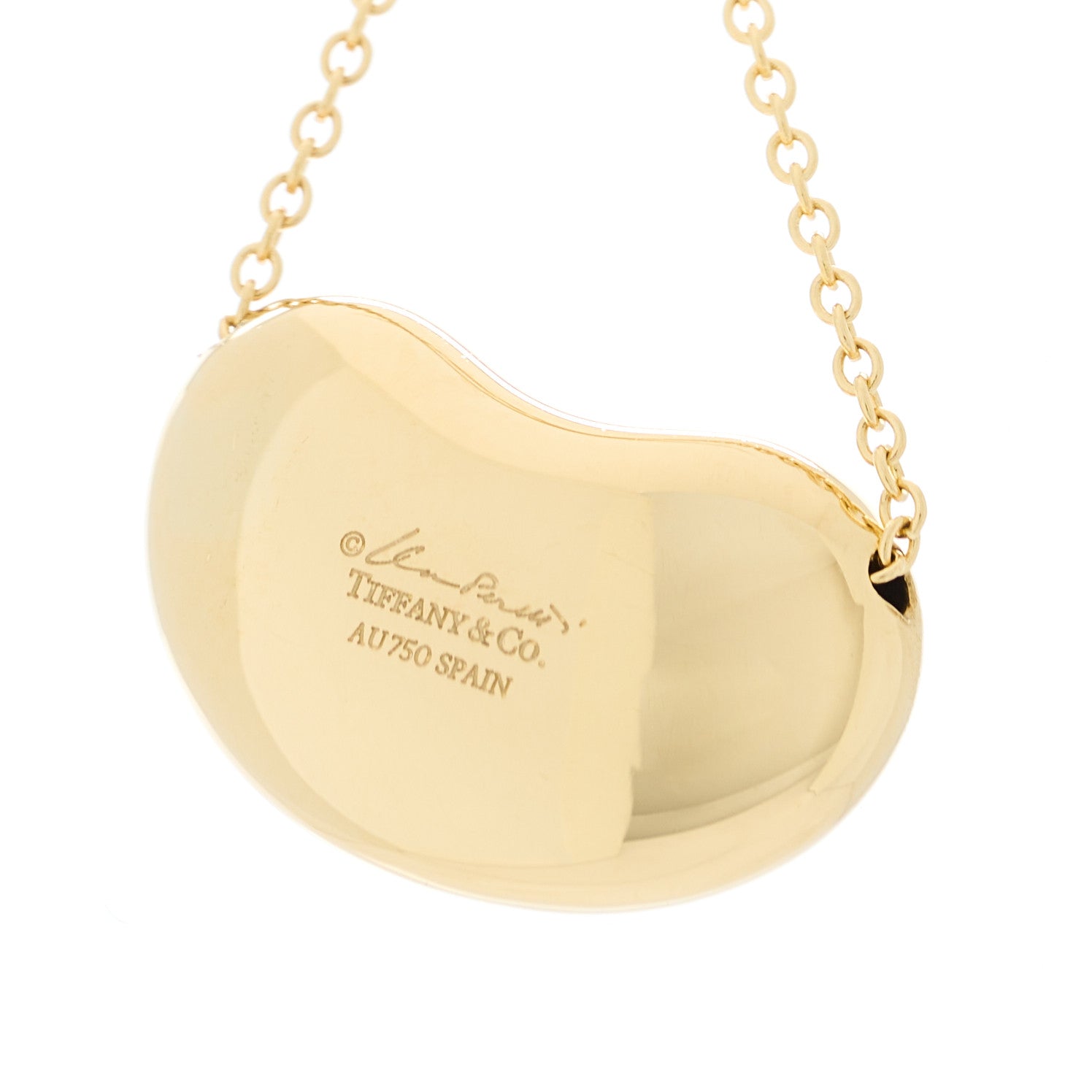 Tiffany 18K Yellow Gold 18mm Elsa Peretti Bean Pendant Necklace 5 of 5