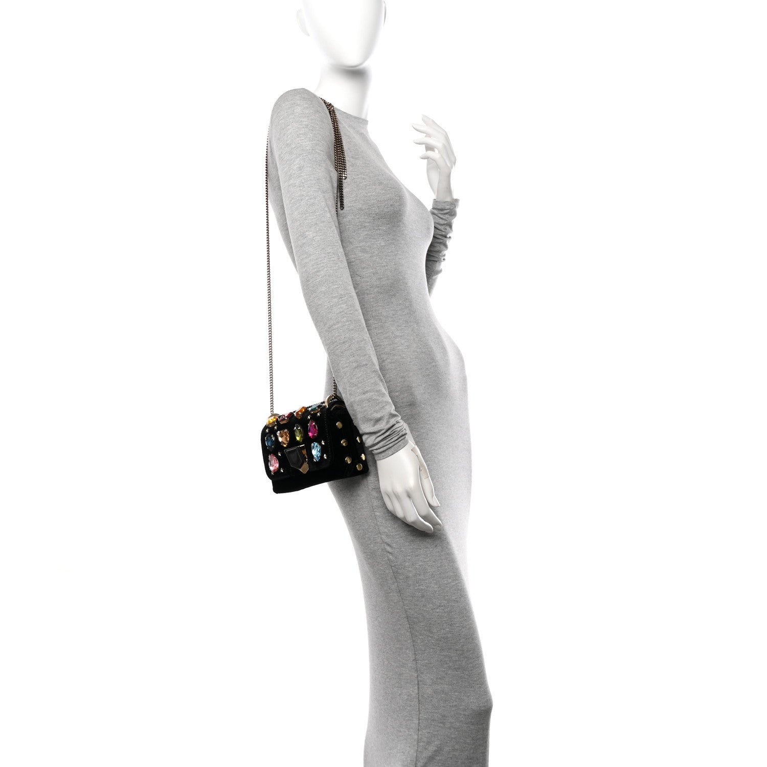 Jimmy Choo Velvet Lockett Petite Shoulder Bag Black 3 of 10
