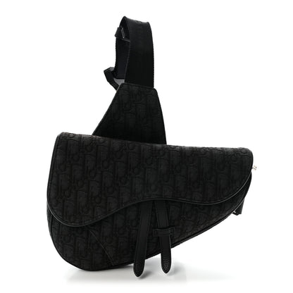 Christian Dior Oblique Mens Saddle Bag Black Blue 1 of 11