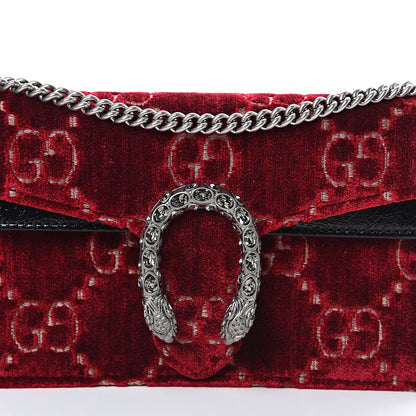 Gucci Velvet GG Monogram Super Mini Dionysus Shoulder Bag Red Cipria Black 6 of 9