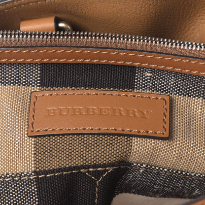 Burberry Grainy Calfskin Canvas Mega Check Medium Ashby Tassel Hobo Saddle Brown 6 of 11