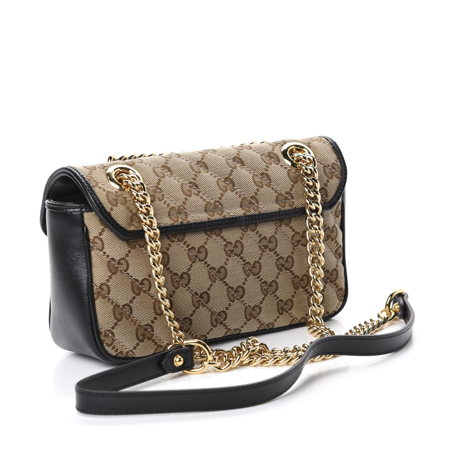 Monogram Matelasse Diagonal Mini GG Marmont Shoulder Bag Beige Black
