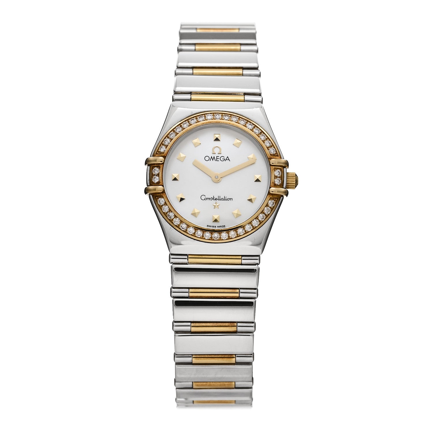 Omega Stainless Steel 18K Yellow Gold Diamond Bezel Mother of Pearl 25.5mm Constellation My Choice Quartz Watch 1376.71.00 1 of 5