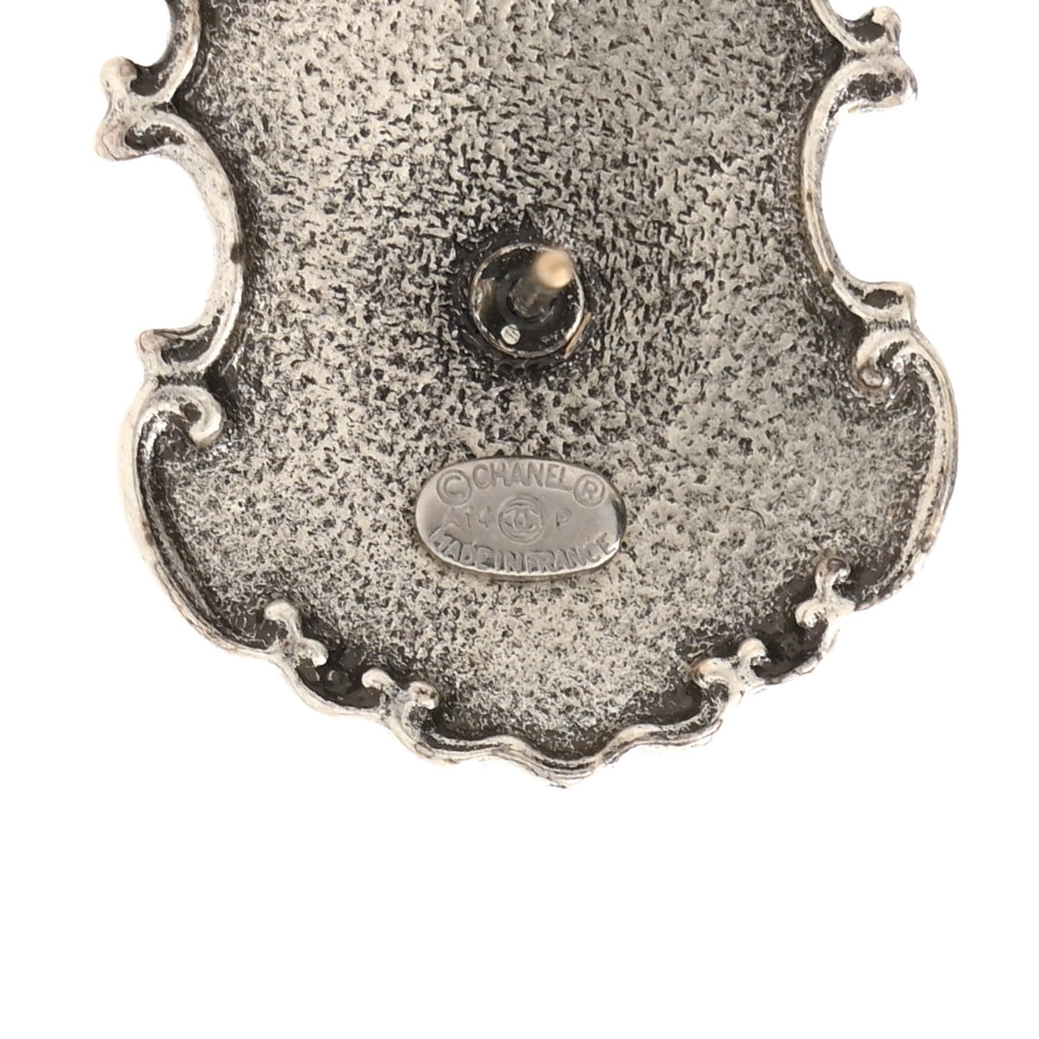 Chanel Metal Paris Dallas Sheriff Badge Stud Earrings Silver 4 of 4