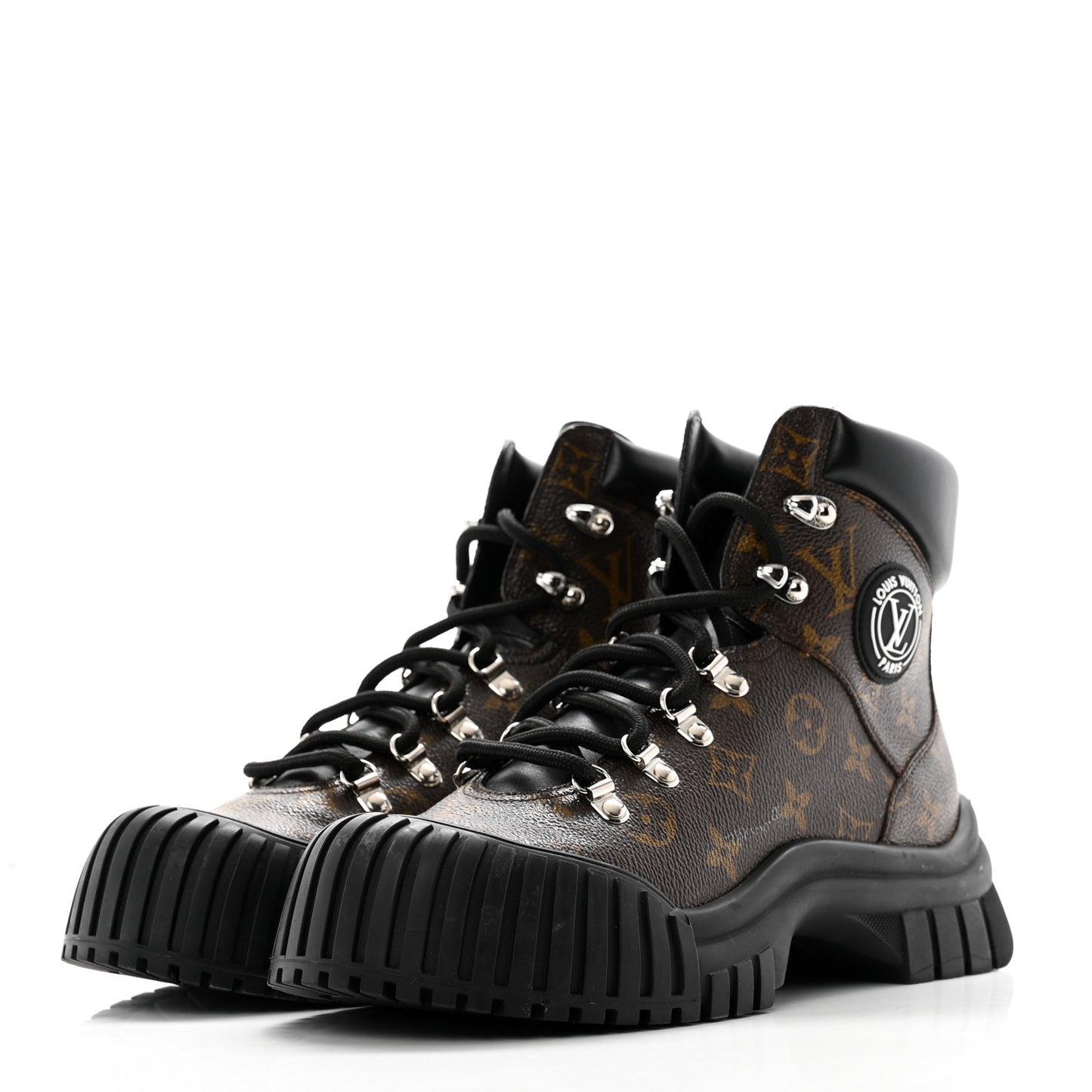 Calfskin Patent Monogram Ruby Flat Ranger Boots 39 Black