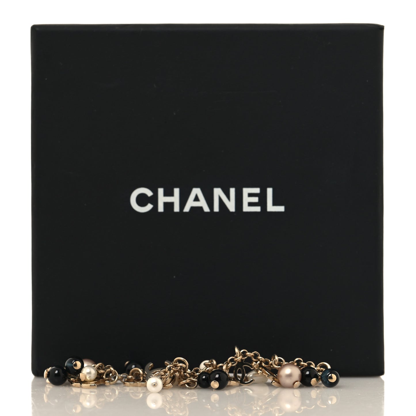 Pearl Bead CC Drop Earrings Gold