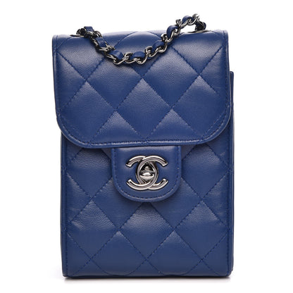 Chanel Lambskin Quilted CC Phone Holder Blue 1 of 10