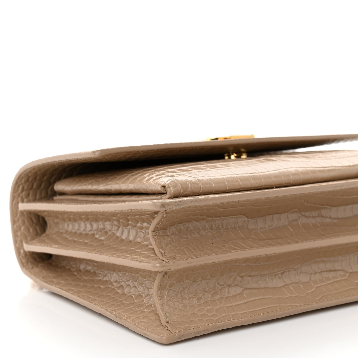 Saint Laurent Calfskin Crocodile Embossed Medium Monogram Sunset Dark Beige 8 of 10