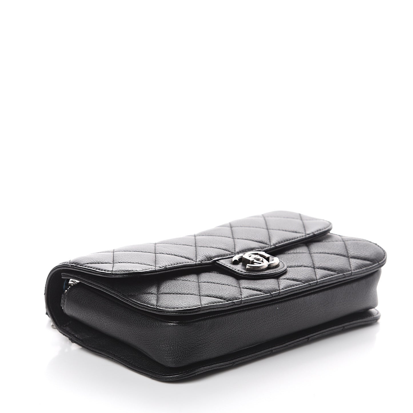 Goatskin Quilted Medium Perfect Edge Flap Black