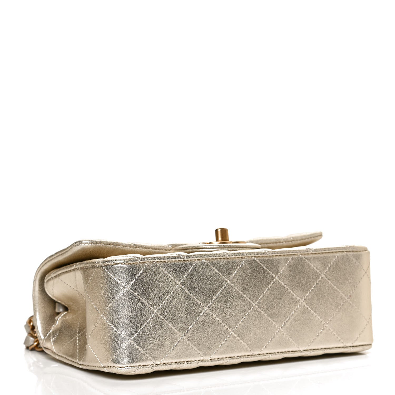 Chanel Metallic Lambskin Quilted Mini Rectangular Flap Gold 3 of 11
