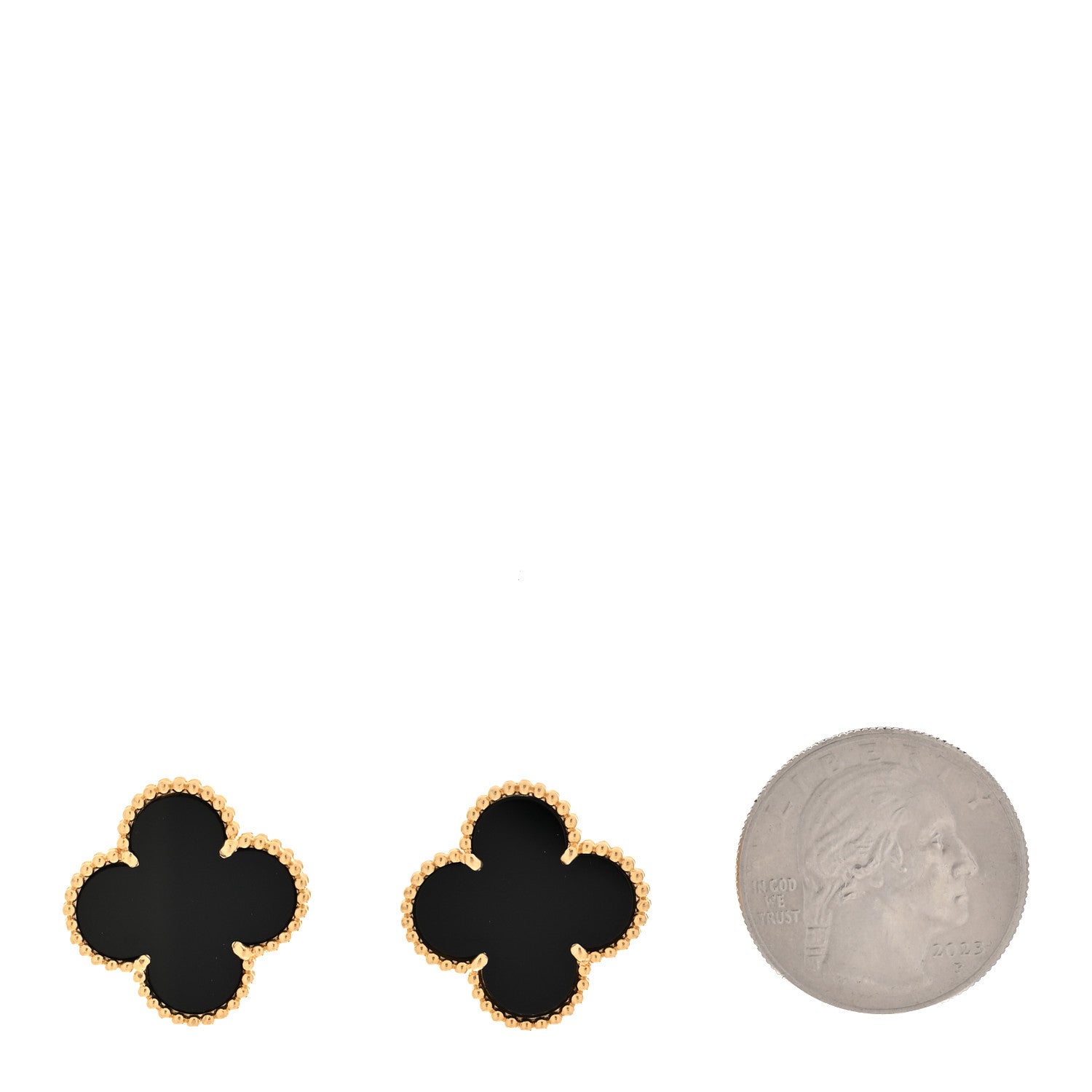Van Cleef & Arpels 18K Yellow Gold Black Onyx Magic Alhambra Earrings 2 of 5