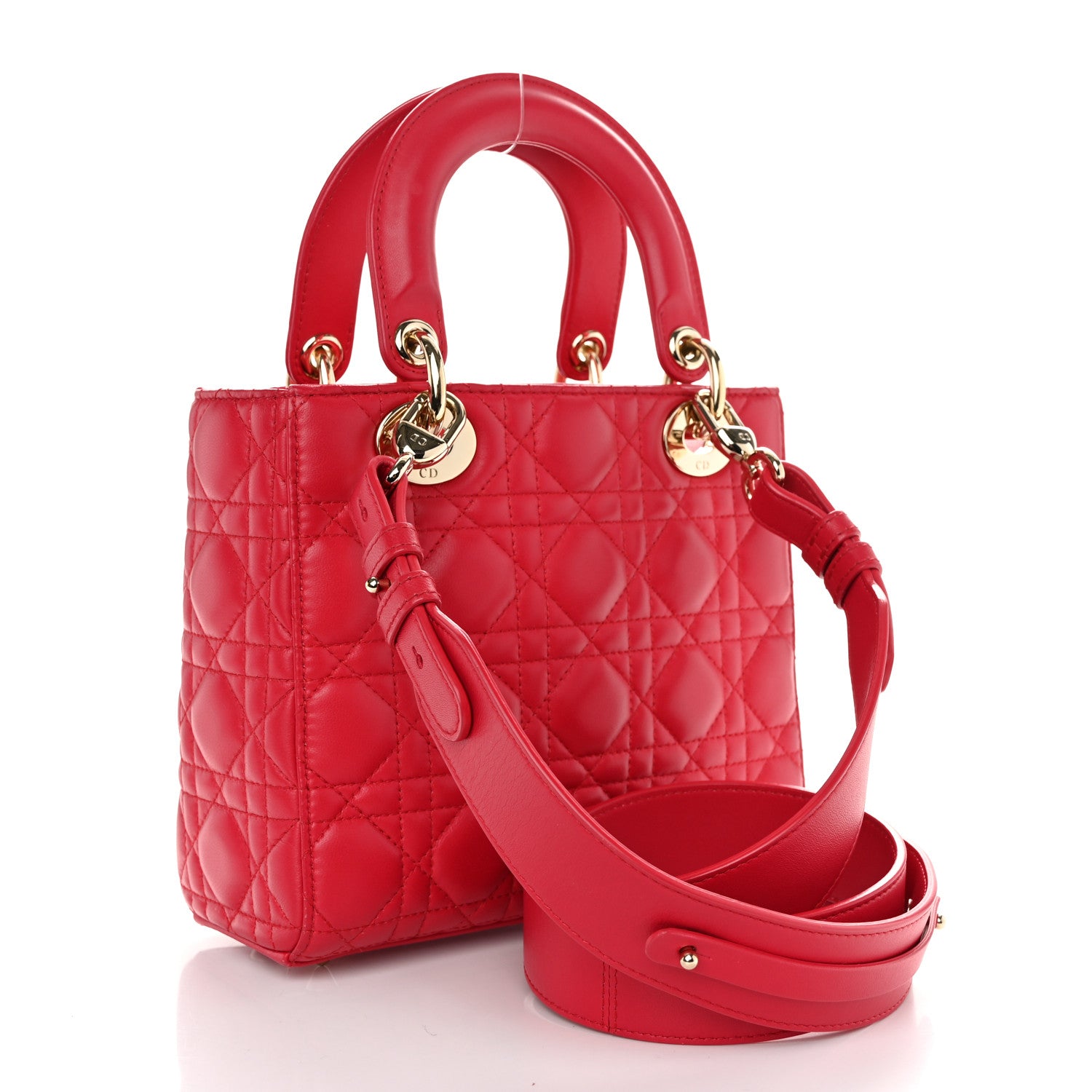 Christian Dior Lambskin Cannage Small My ABCDior Lady Dior Fraise 3 of 10