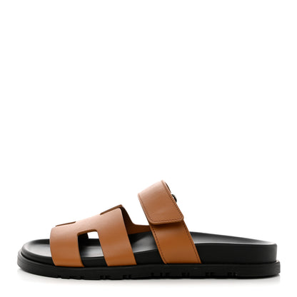 Hermes Calfskin Womens Chypre Sandals 37 Naturel 1 of 10