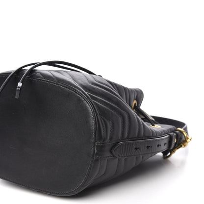 Gucci Calfskin Matelasse Sylvie Web GG Marmont Bucket Bag Black 7 of 11