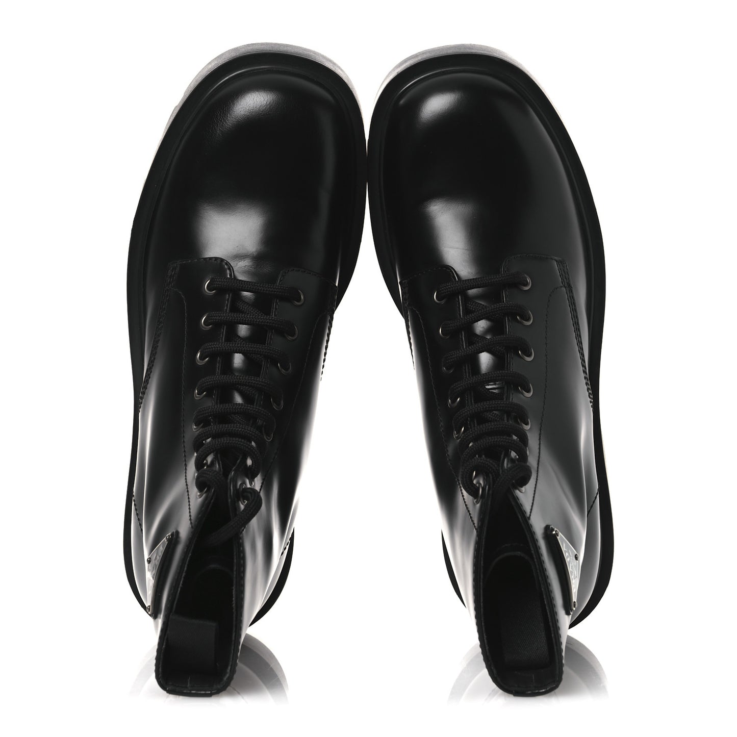 Brushed Calfskin Triangle Mens Lace Up Boots 8.5 Black