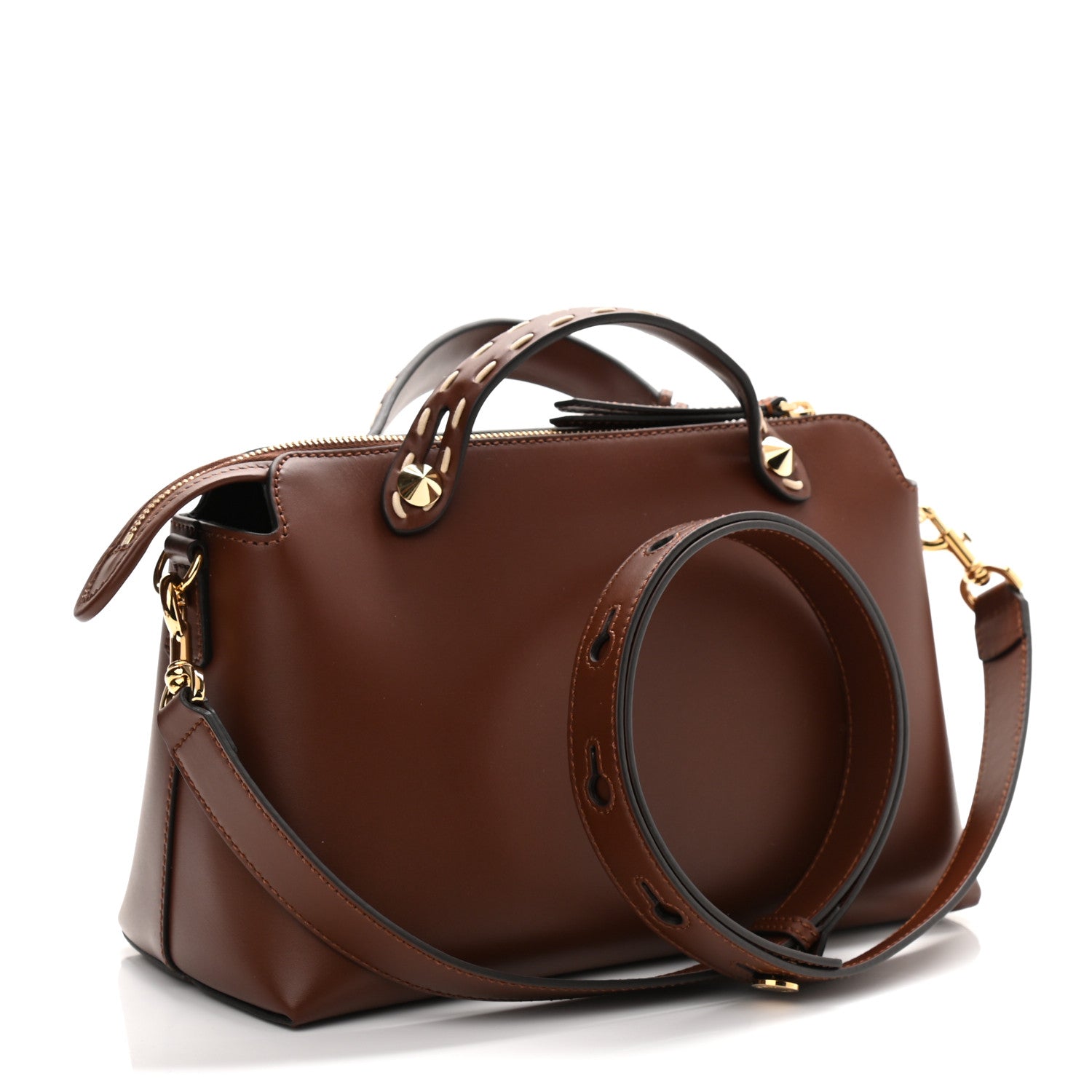 Fendi Vitello King Macro Stitchings Logo Medium By The Way Boston Bag Praline 3 of 12