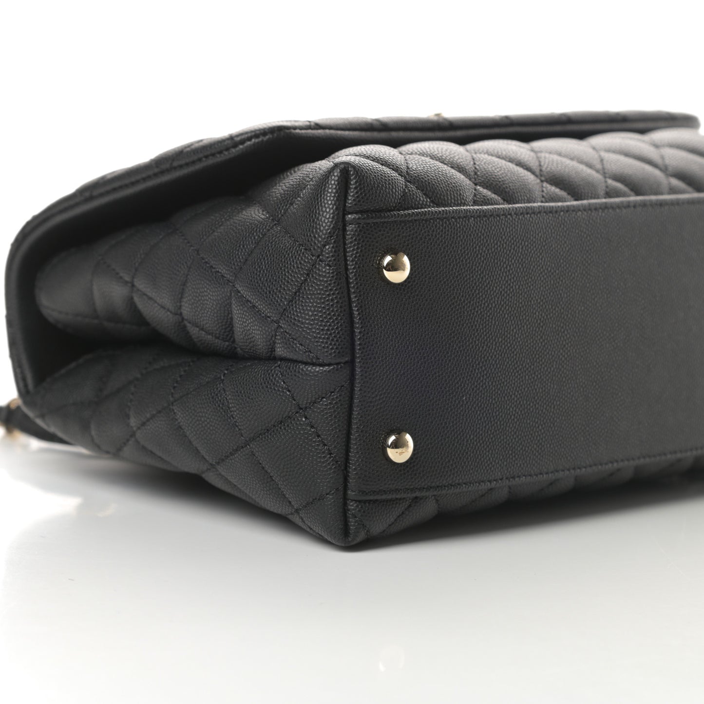 Caviar Quilted Small Coco Handle Flap Black