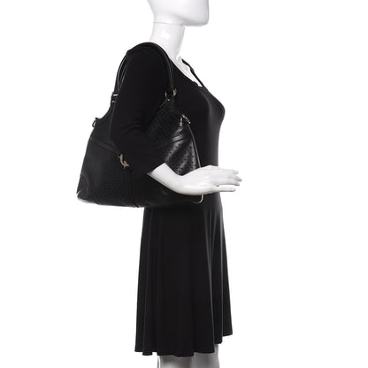 Gucci Calfskin Perforated GG Reins Hobo Black 2 of 11
