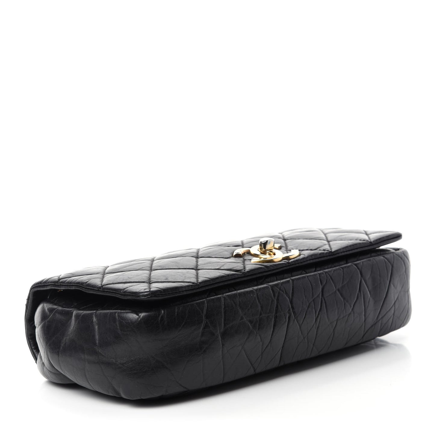 Aged Calfskin Quilted Medium Pondichery Flap Black