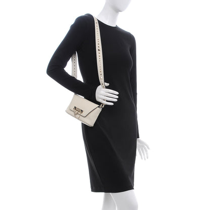 Valentino Garavani Calfskin Small Rockstud Demilune Crossbody Bag White 2 of 7