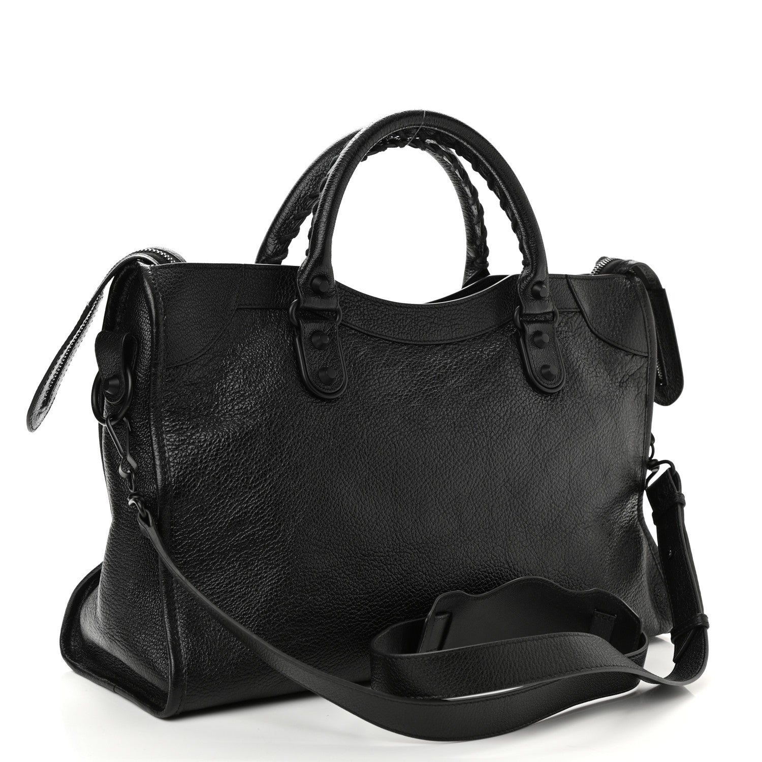 Balenciaga Shiny Grained Goatskin Black Metallic Edge City Black 2 of 8