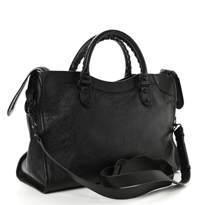 Balenciaga Shiny Grained Goatskin Black Metallic Edge City Black 2 of 8