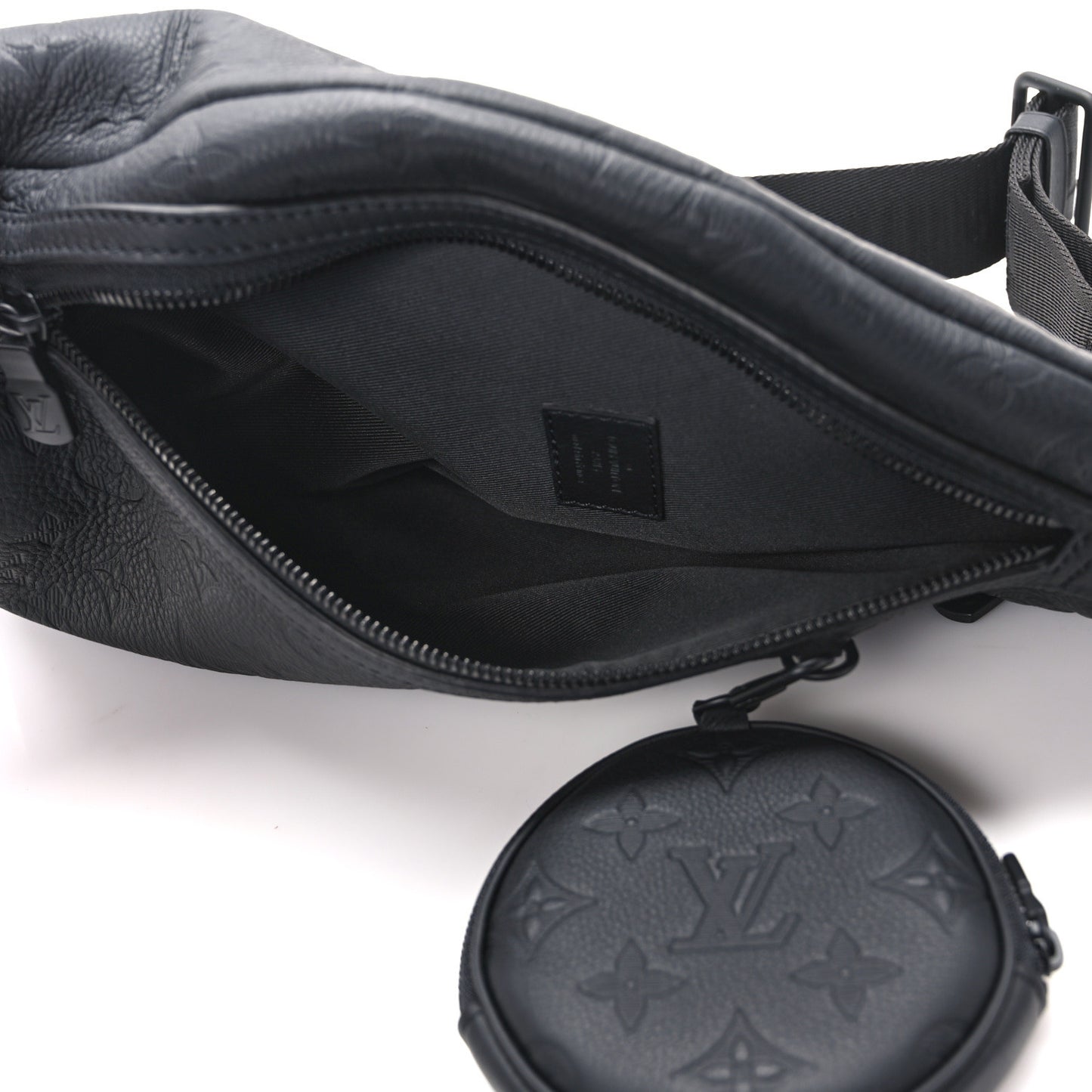 Calfskin Shadow Monogram Duo Slingbag Black