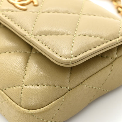 Chanel Lambskin Enamel Quilted Coco Hearts Clutch With Chain Light Green 12 of 12