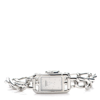 Hermes Stainless Steel Diamond 17mm Nantucket Jete De Diamants Quartz Watch 2 of 6