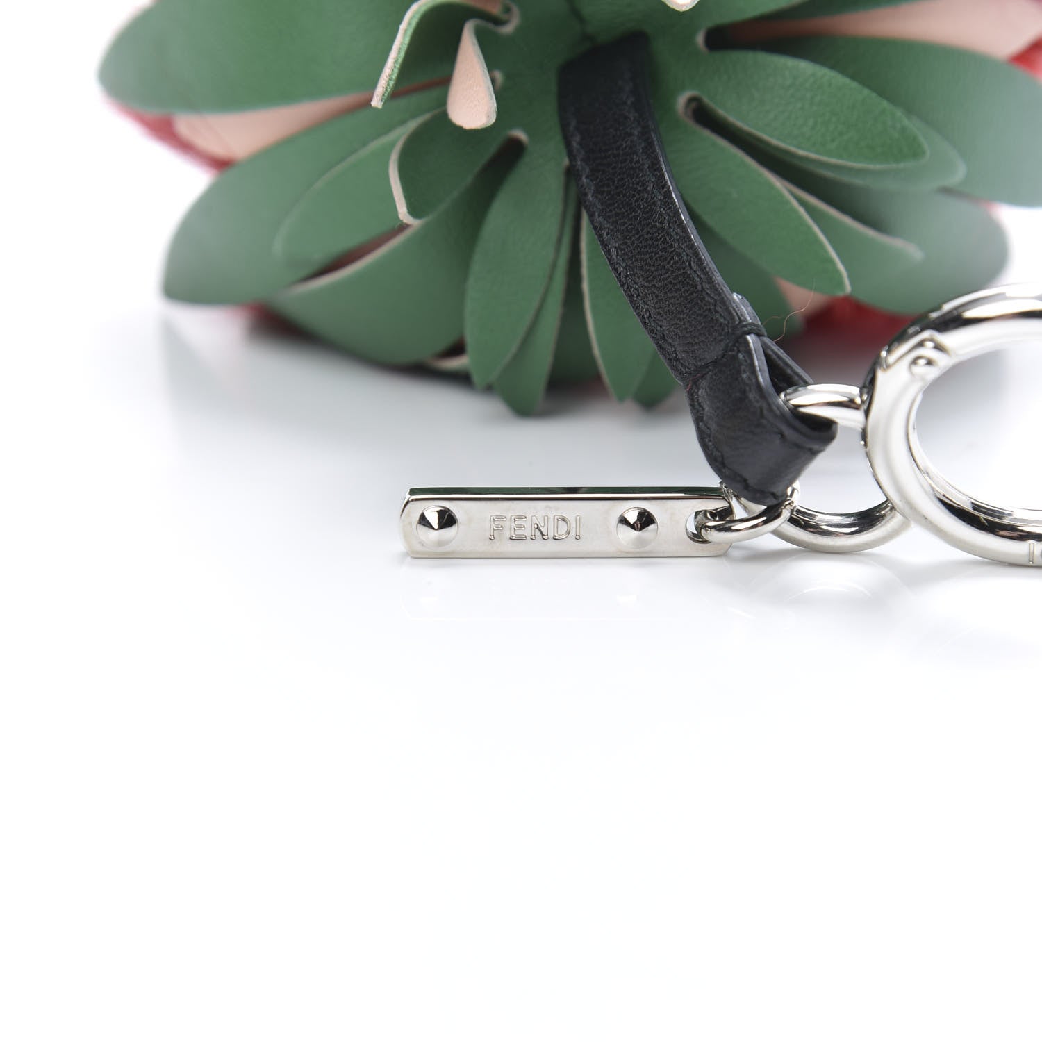Fendi Fox Rabbit Fur Nappa Pineapple Bag Charm Rosso Cactus Multicolor 3 of 5