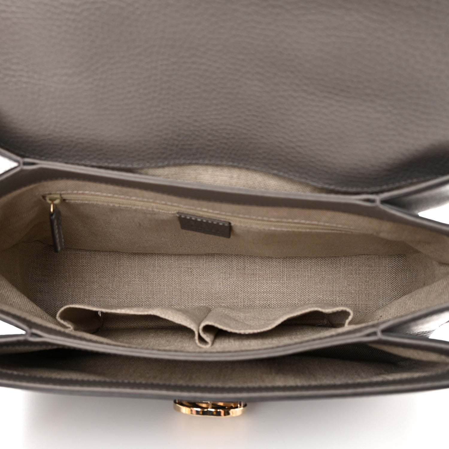 Gucci Dollar Calfskin Medium Interlocking G Top Handle Shoulder Bag Loess 4 of 9