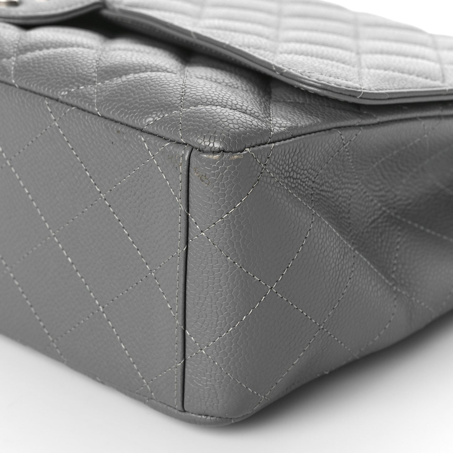 Caviar Quilted Maxi Single Flap Grey