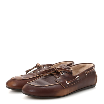 Miu Miu Vitello Deco Boat Loafers 37 Sienna 8 of 20