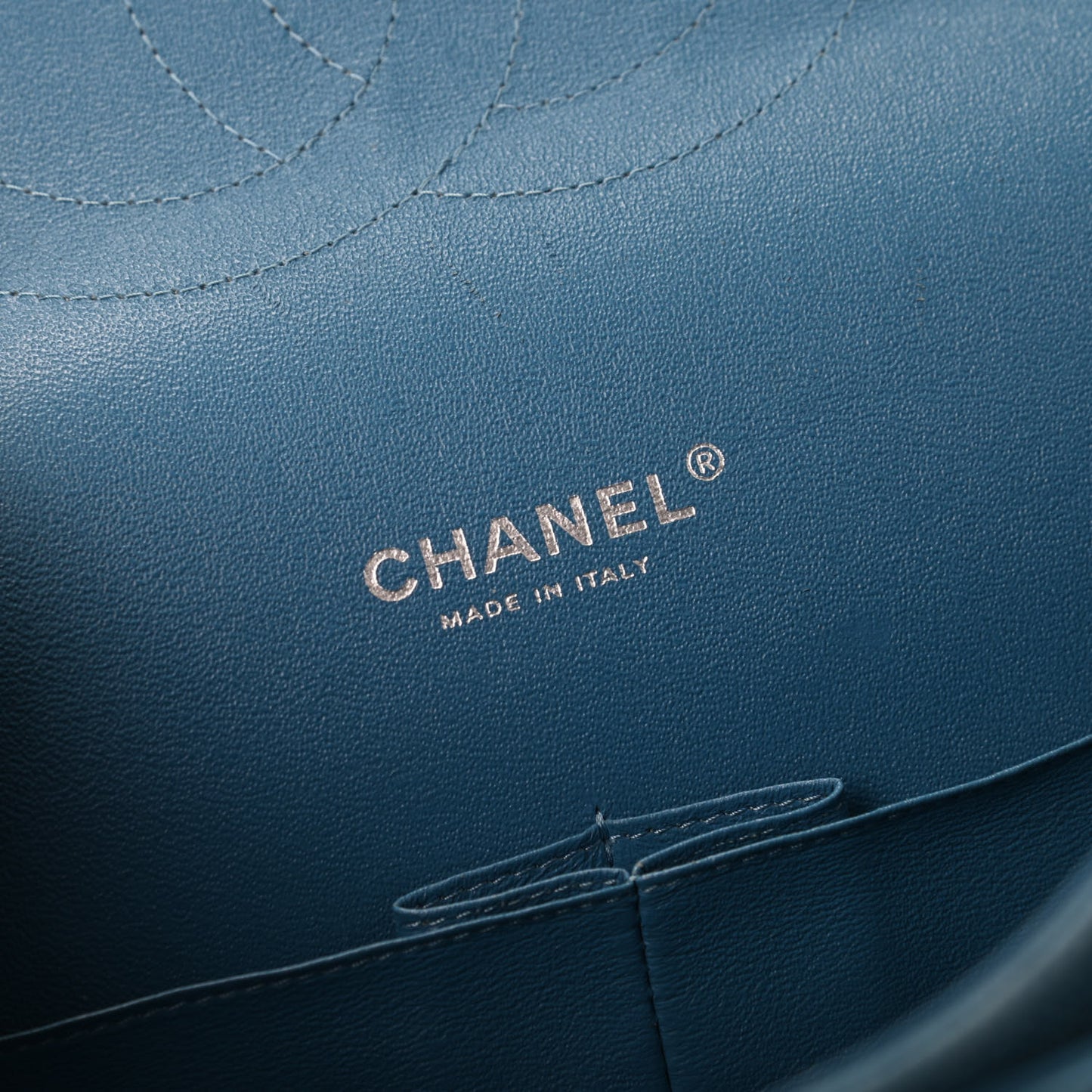 Iridescent Caviar Quilted Maxi Double Flap Blue