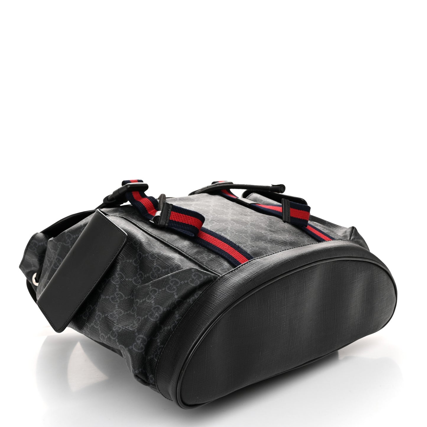 Soft GG Supreme Monogram Calfskin Web Double Buckle Backpack Black