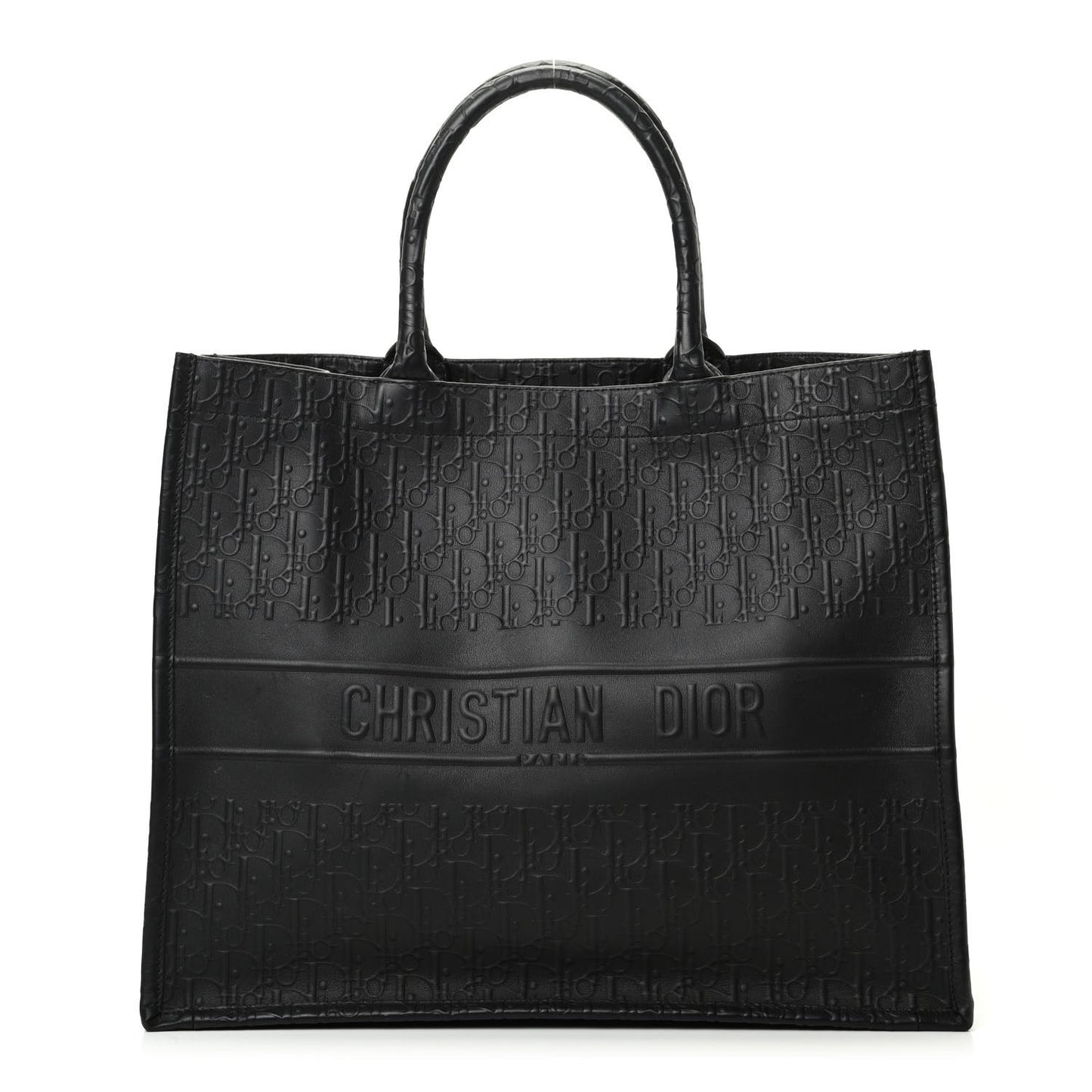 Oblique Calfskin Embossed Book Tote Black