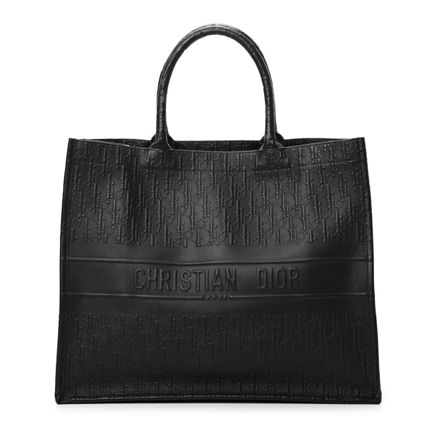 Christian Dior Oblique Calfskin Embossed Book Tote Black 1 of 9