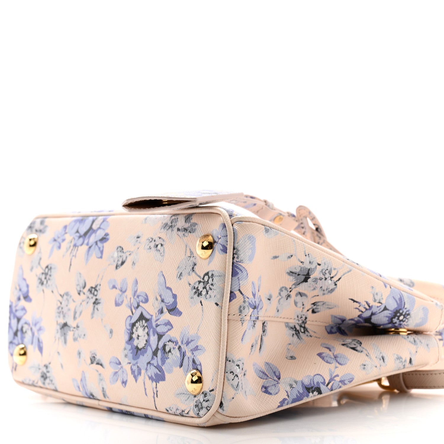 Prada Saffiano Lux Floral Print Small Galleria Double Zip Tote Periwinkle Blue 9 of 9