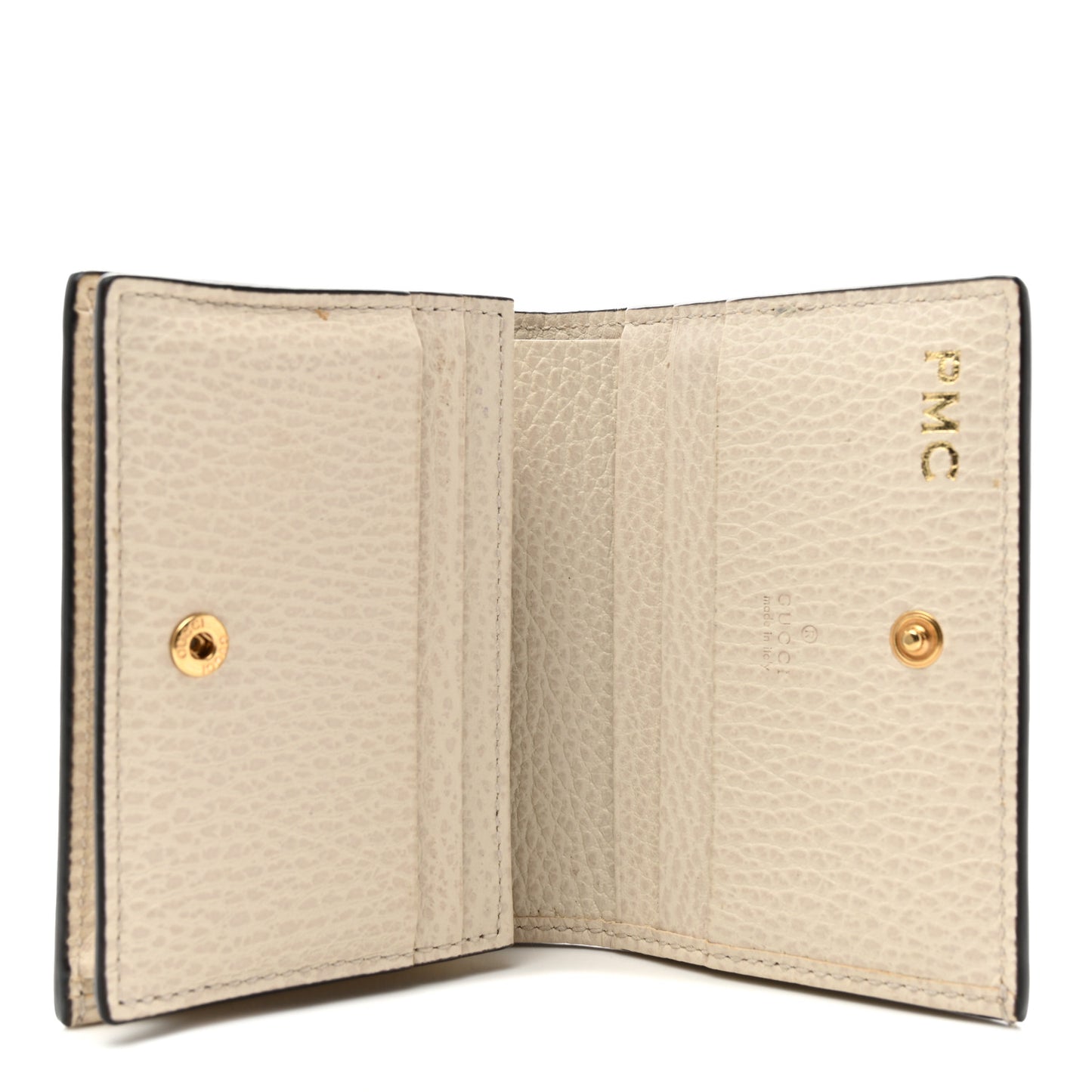 Dollar Calfskin GG Supreme Monogram GG Marmont Card Case Mystic White Beige Ebony