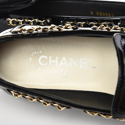 Chanel Patent Calfskin CC Chain Mocassin Loafers 38.5 Black 8 of 9