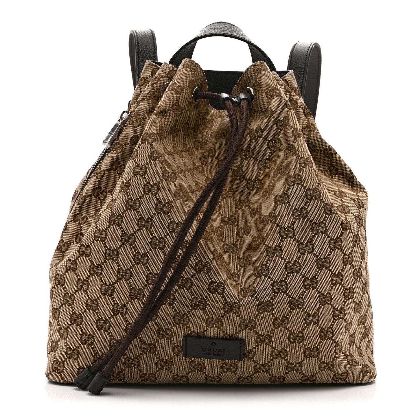 Monogram Dollar Calfskin O Drawstring Backpack Beige Ebony Testa di Moro Dark Chocolate