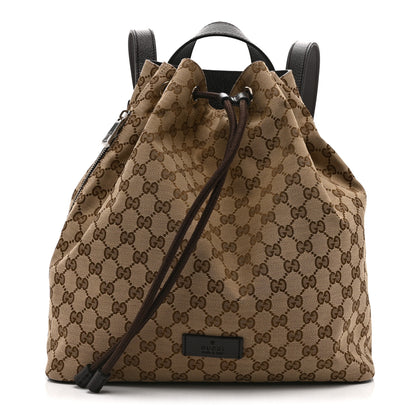 Gucci Monogram Dollar Calfskin O Drawstring Backpack Beige Ebony Testa di Moro Dark Chocolate 1 of 11