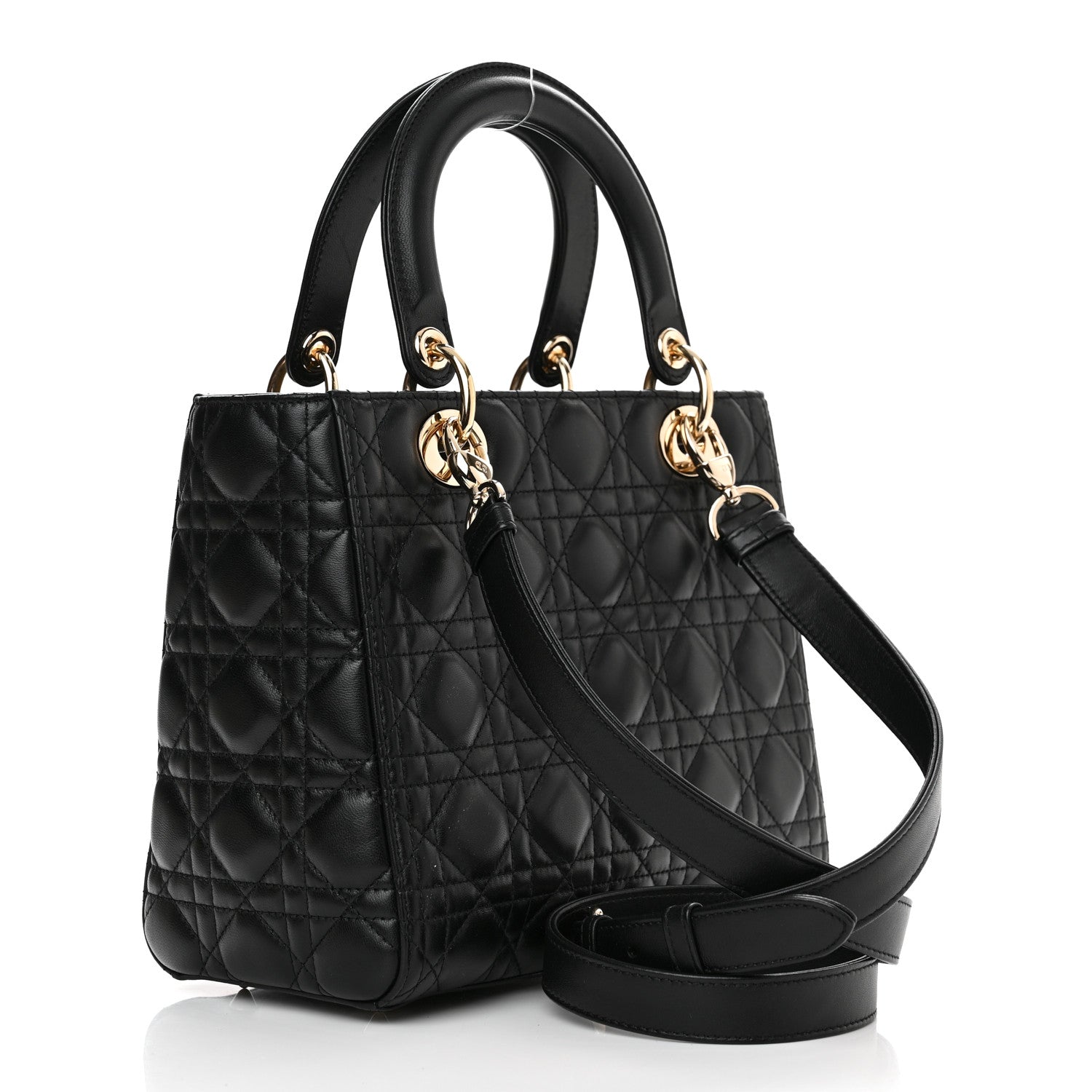 Christian Dior Lambskin Cannage Medium Lady Dior Black 3 of 13