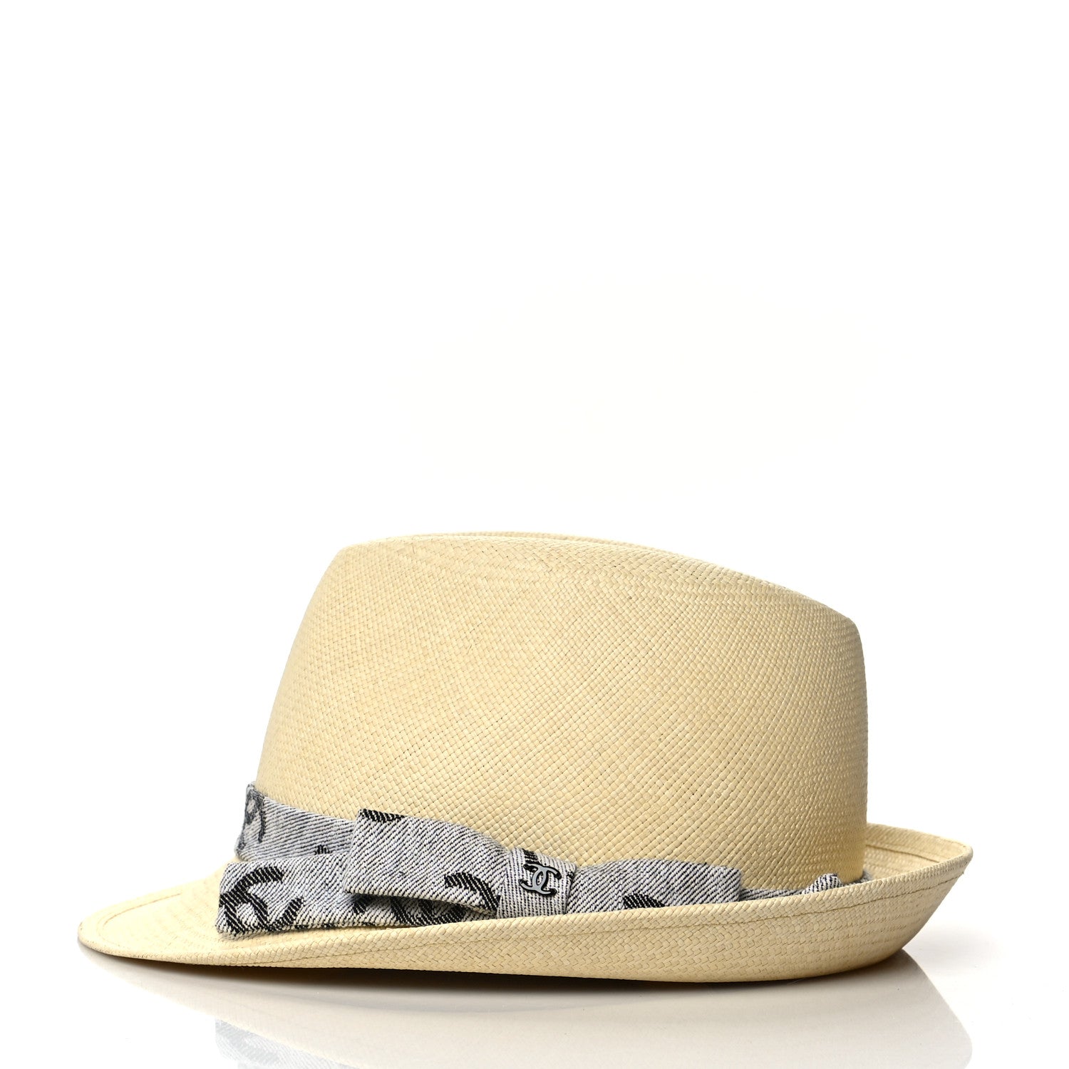 Chanel Straw CC Fedora Hat M Beige 3 of 7