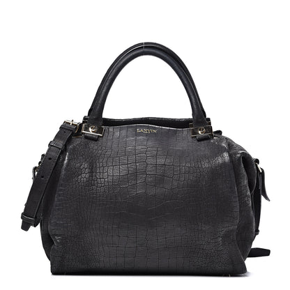 Lanvin Crocodile Stamped Calfskin Trilogy Bowling Bag Black 1 of 14